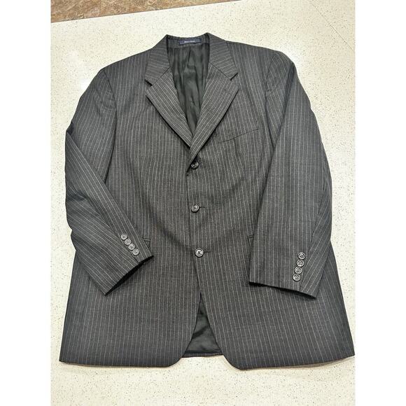 Ralph Lauren Chaps Blazer Sport 100% Wool Jacket Mens 43R Pinstripe Gray150 - Picture 3 of 15